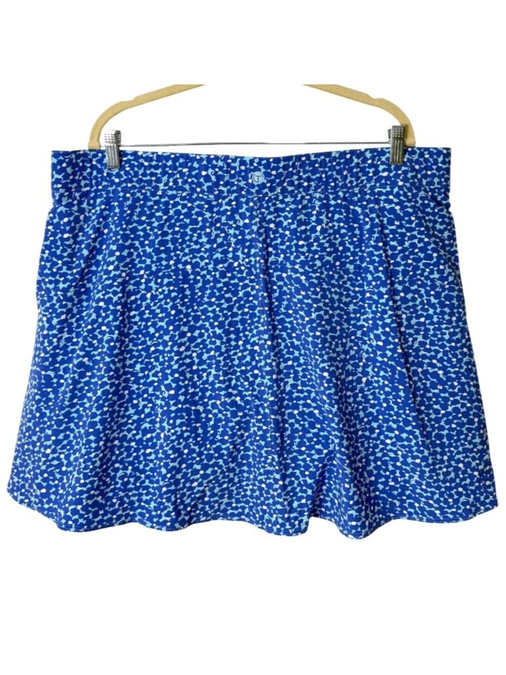 T by Talbots Womens 2X Skort Blue Printed With Zip Pocket Tennis Pickleball NEW - Picture 2 of 6